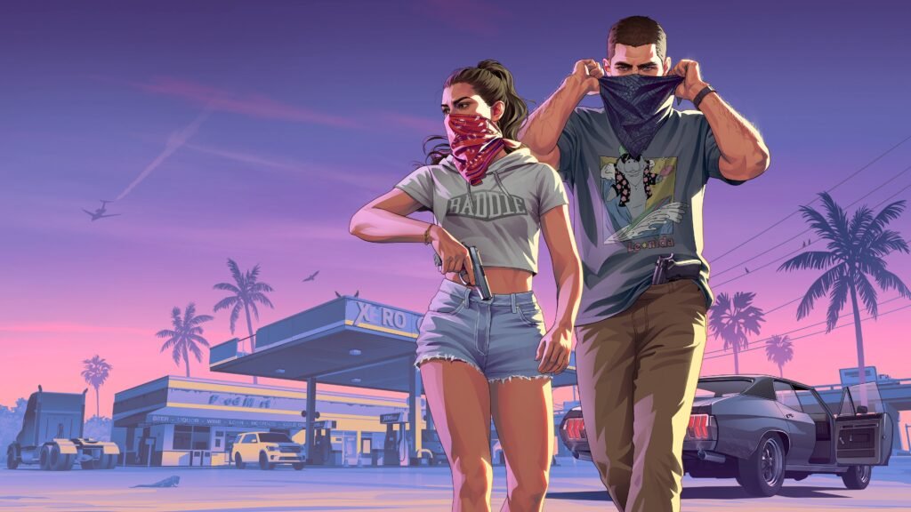 Jason and Lucia official GTA VI artwork from Rockstar Games