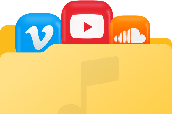 4K YouTube to MP3 graphic showing supported media platforms
