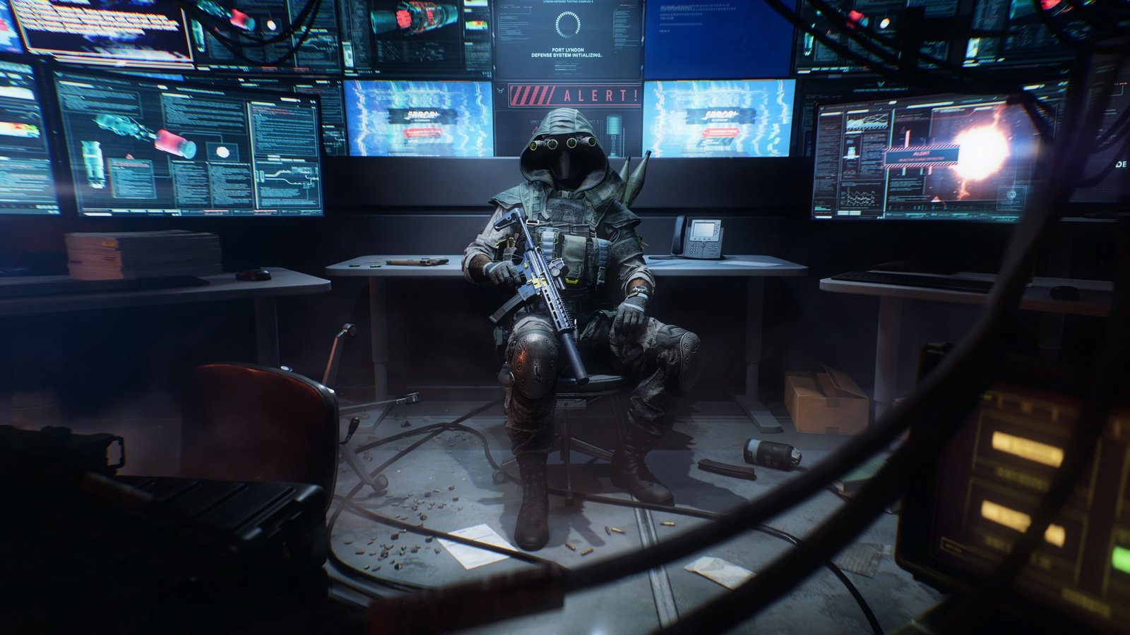 REDSEC Phantom Program soldier surrounded by surveillance screens