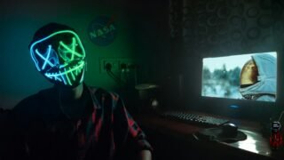 Neon gaming setup for MazHatterIX October 8 gaming and music event